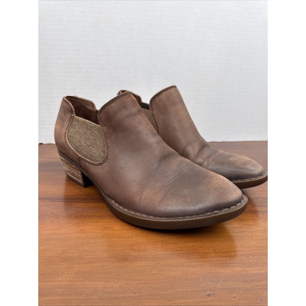 Born Dallia Women's US 8M Distressed Brown Leather Slip-On Chelsea Ankle Boots